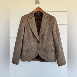 Lafayette 148 New York Blazer Womens Size 4 Brown Wool Blend Tailored Jacket